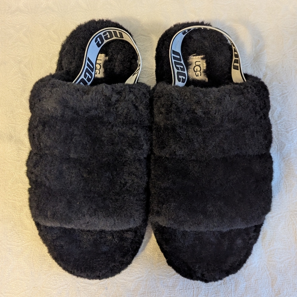UGG Fluff Yeah Slingback Slippers Black US 9 / UK 7 / EU 40 GREAT